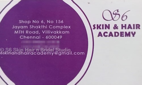 S6 Skin Hair n Bridal Studio - Job Training in Villivakkam, Chennai