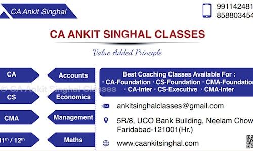 CA Ankit Singhal Classes - Finance & Accounting tuitions in NIT, Faridabad