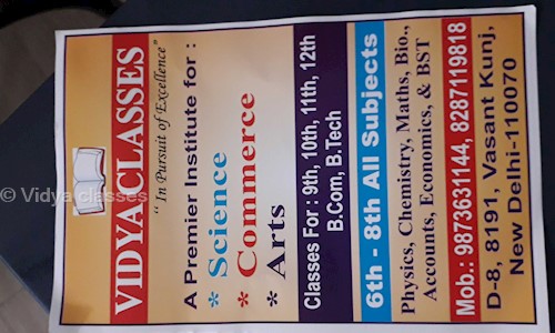Vidya classes - School Tuitions in Vasant Kunj, Delhi