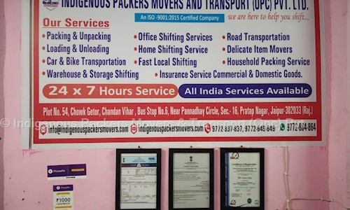 Indigenous Packers Movers & Transport Opc Pvt. Ltd - Packers and Movers in Budhsinghpura, Jaipur