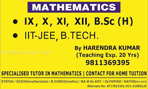 Harendra Kumar Maths Home Tutor - School Tuitions in Defence Colony, Delhi