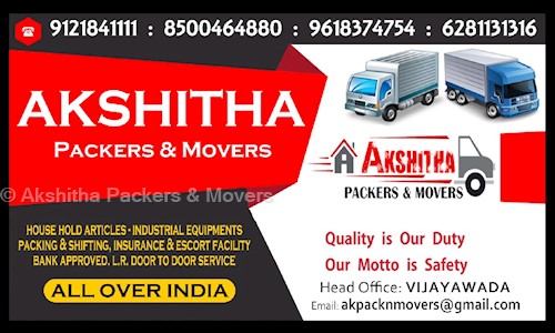 Akshitha Packers & Movers - Packers and Movers in Krishna Nagar, Vijayawada