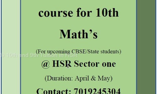 Gangadhar - School Tuitions in HSR Layout, Bangalore