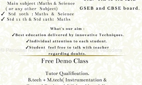 Personal home Tuition based at Atladra vadodara - School Tuitions in Atladara, Vadodara