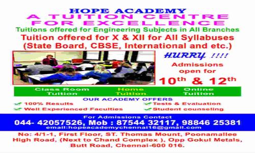 Hope Academy - School Tuitions in St. Thomas Mount, Chennai