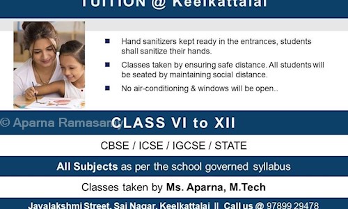 Aparna Ramasamy - School Tuitions in Keelkattalai, Chennai