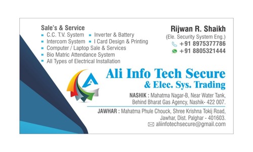 CCTV IN NASHIK ALI INFO TECH SECURE - Job Training in Mahatma Nagar, Nashik