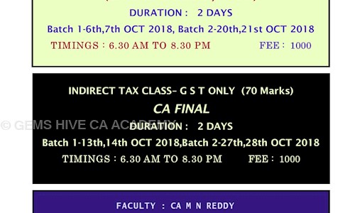 GEMS HIVE CA ACADEMY - Finance & Accounting tuitions in Iyyappanthangal, Chennai