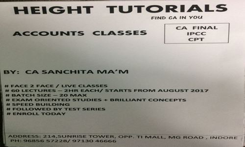 Height Tutorials - Finance & Accounting tuitions in MG Road, Indore