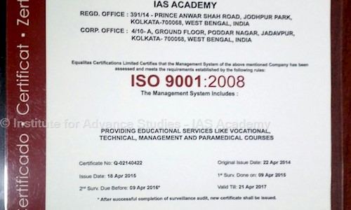 Institute for Advance Studies – IAS Academy - Job Training in Jodhpur Park, Kolkata