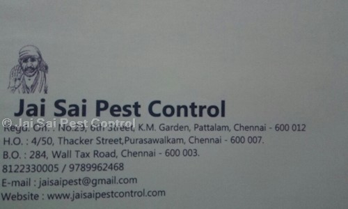 Jai Sai Pest Control - Pest Control in Park Town, Chennai