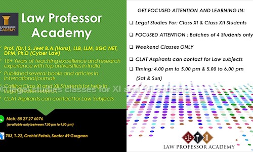 legal studies classes for XI and XII students - School Tuitions in Sector 49, Gurgaon