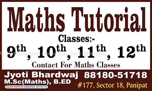 Maths tutorial classes by Jyoti Bhardwaj - School Tuitions in Chandoli, Panipat