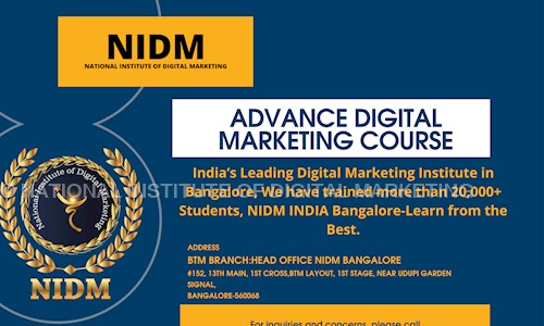 NATIONAL INSTITUTE OF DIGITAL MARKETING - Job Training in BTM Layout, Bangalore