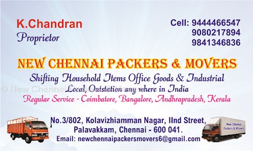 New Chennai Packers & Movers - Packers and Movers in Palavakkam, Chennai