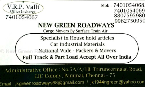 New Green Roadways - Packers and Movers in Pammal, Chennai