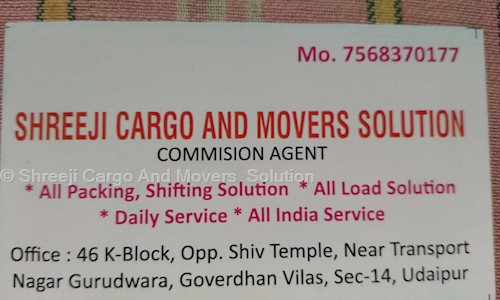 Shreeji Cargo And Movers  Solution - Packers and Movers in Sector 14, Udaipur