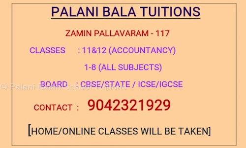 Palani Balan School Tuitions - School Tuitions in Old Pallavaram, Chennai