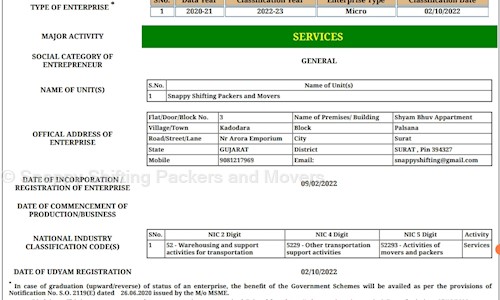 Snappy Shifting Packers and Movers - Packers and Movers in Old Umbra Jakat Naka, Surat