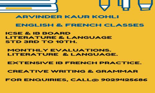 Arvinder Kaur Kohli - ENGLISH AND FRENCH TUITIONS  - School Tuitions in Santacruz West, Mumbai