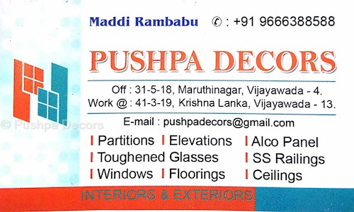 Pushpa Decors	 - Interior Designers & Decorators in Machavaram, Vijayawada