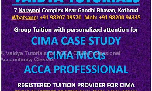 Vaidya Tutorials for ACCA CIMA Professional Accountancy Classes - Finance & Accounting tuitions in Kothrud, pune