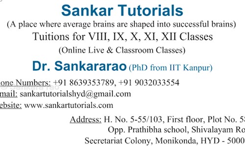 Sankararao - School Tuitions in Manikonda, Hyderabad