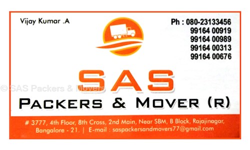 SAS Packers & Movers - Packers and Movers in Rajaji Nagar, Bangalore