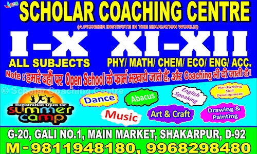 Scholar Coaching Centre - School Tuitions in Shakarpur Khas, Delhi