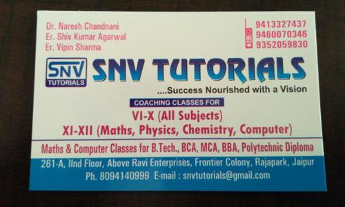 SNV Tutorials - School Tuitions in Raja Park, Jaipur
