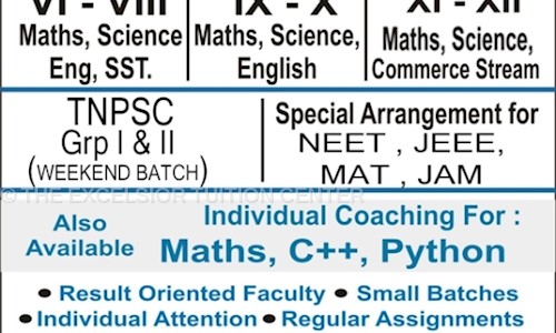 THE EXCELSIOR TUITION CENTER - School Tuitions in Pudupalaiyam, Rajapalayam
