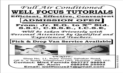 WELL FOCUS TUTORIALS - School Tuitions in Jogeshwari West, Mumbai