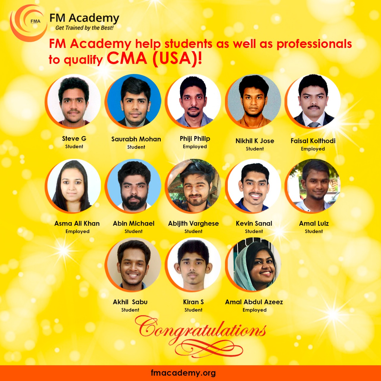 Student Success Wall of FM Academy