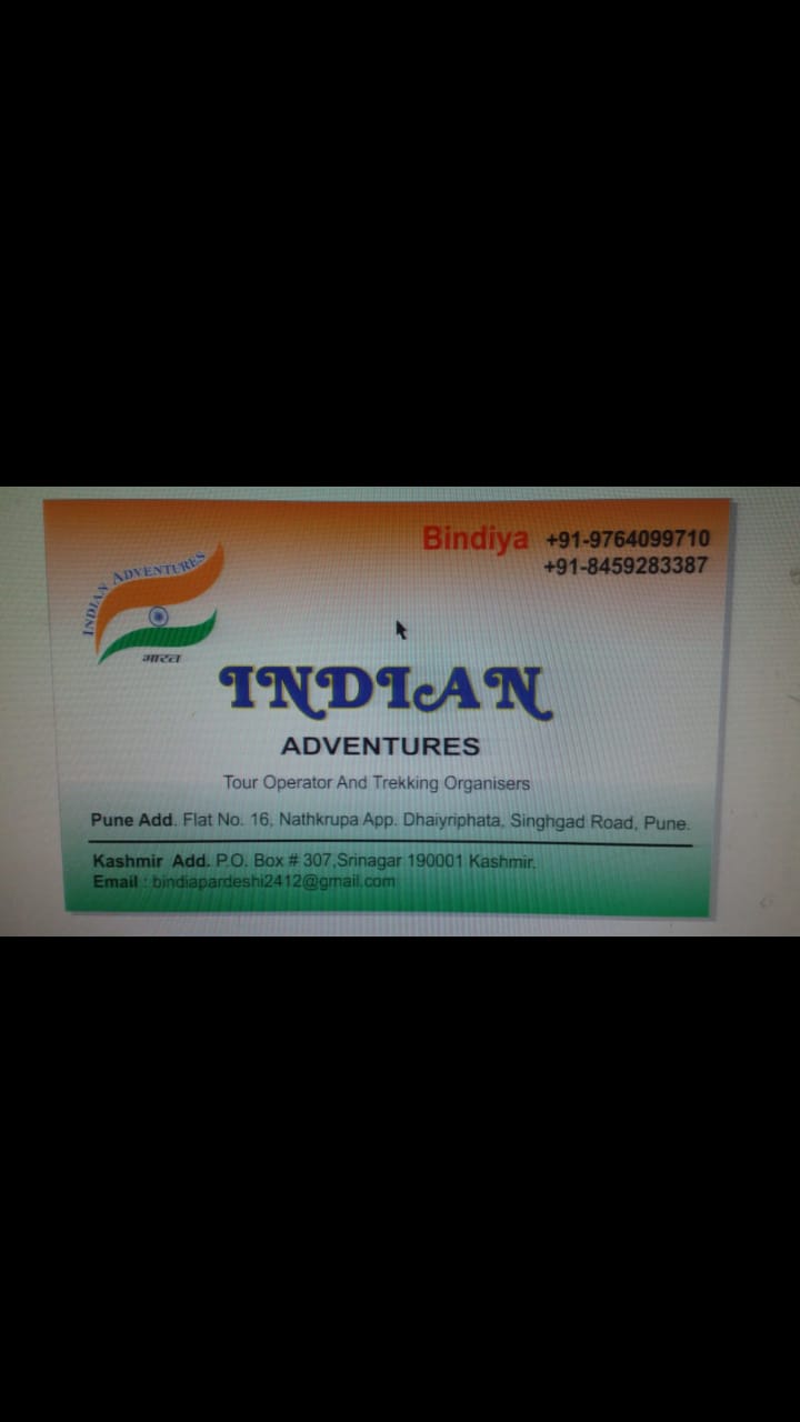 business card of Indian Adventures Pune