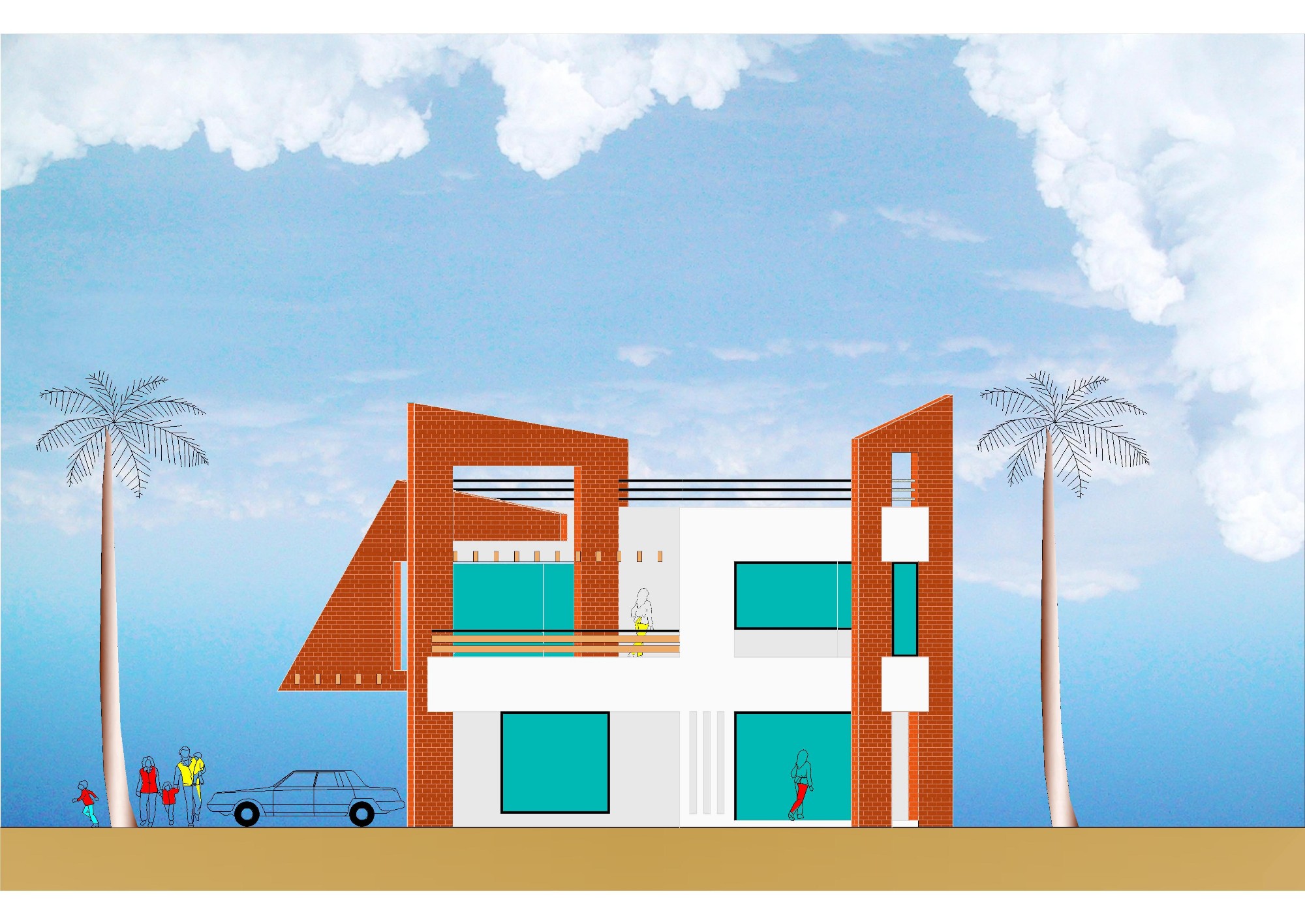 Modern Elevation of Studio Axis Design
