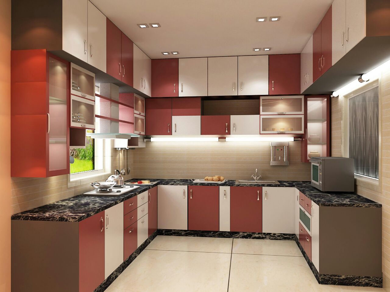 U-Shaped Kitchen of Ideal Building Interior Design and Decoration