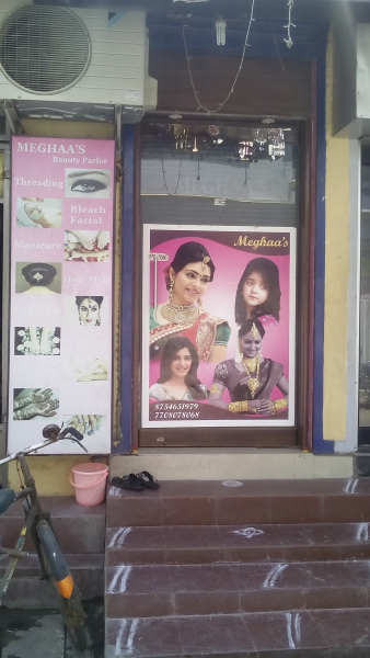 Product Display Counter of Meghaas Beauty Parlor