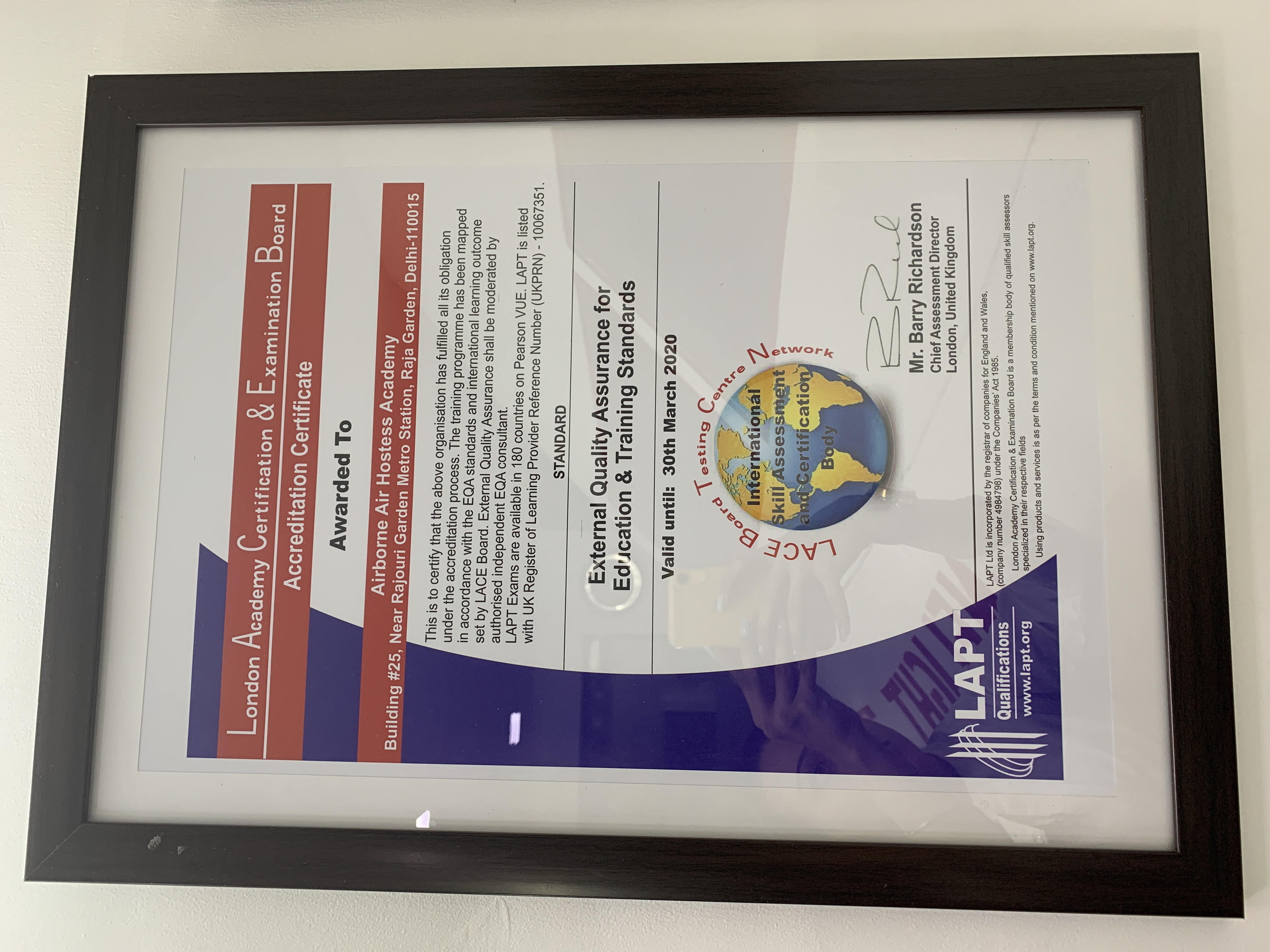 Certification Accreditations of Airborne Air Hostess Academy