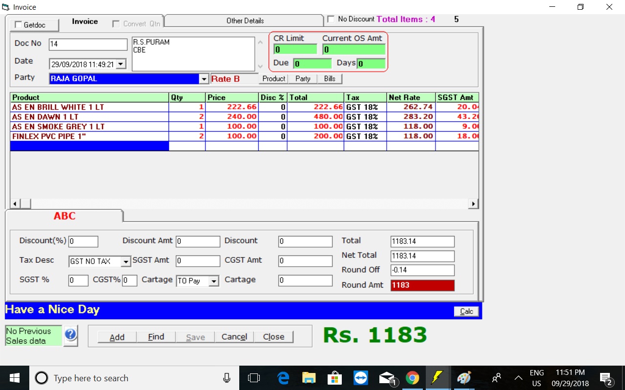 invoice of Bharath Infotech