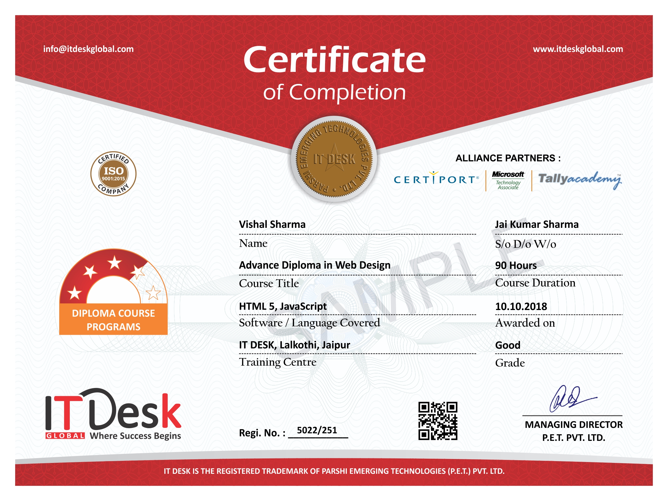 Certification Showcase of CAD Desk ITDesk	