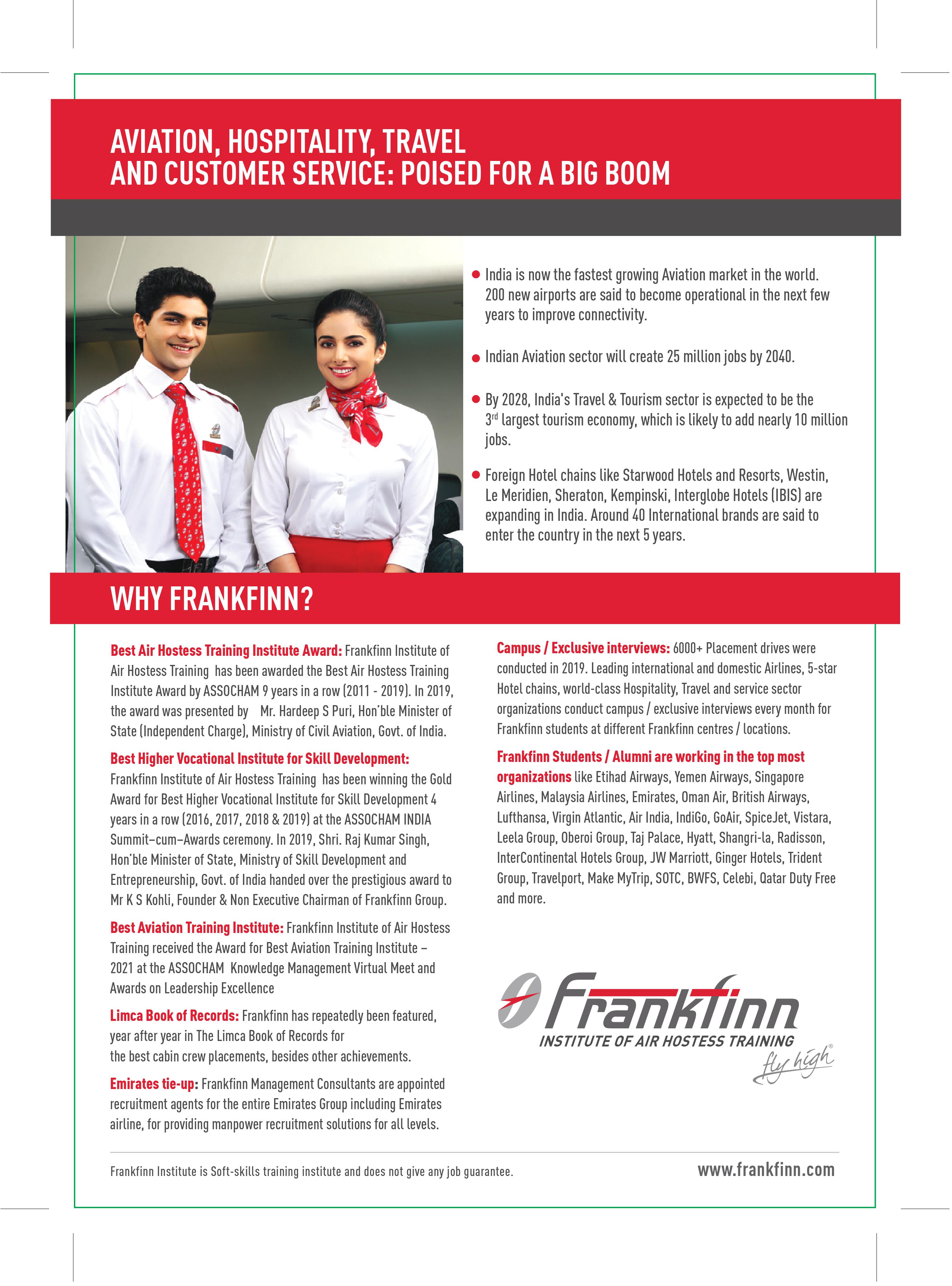 Brochures of Frankfinn Institute of Airhostess Training