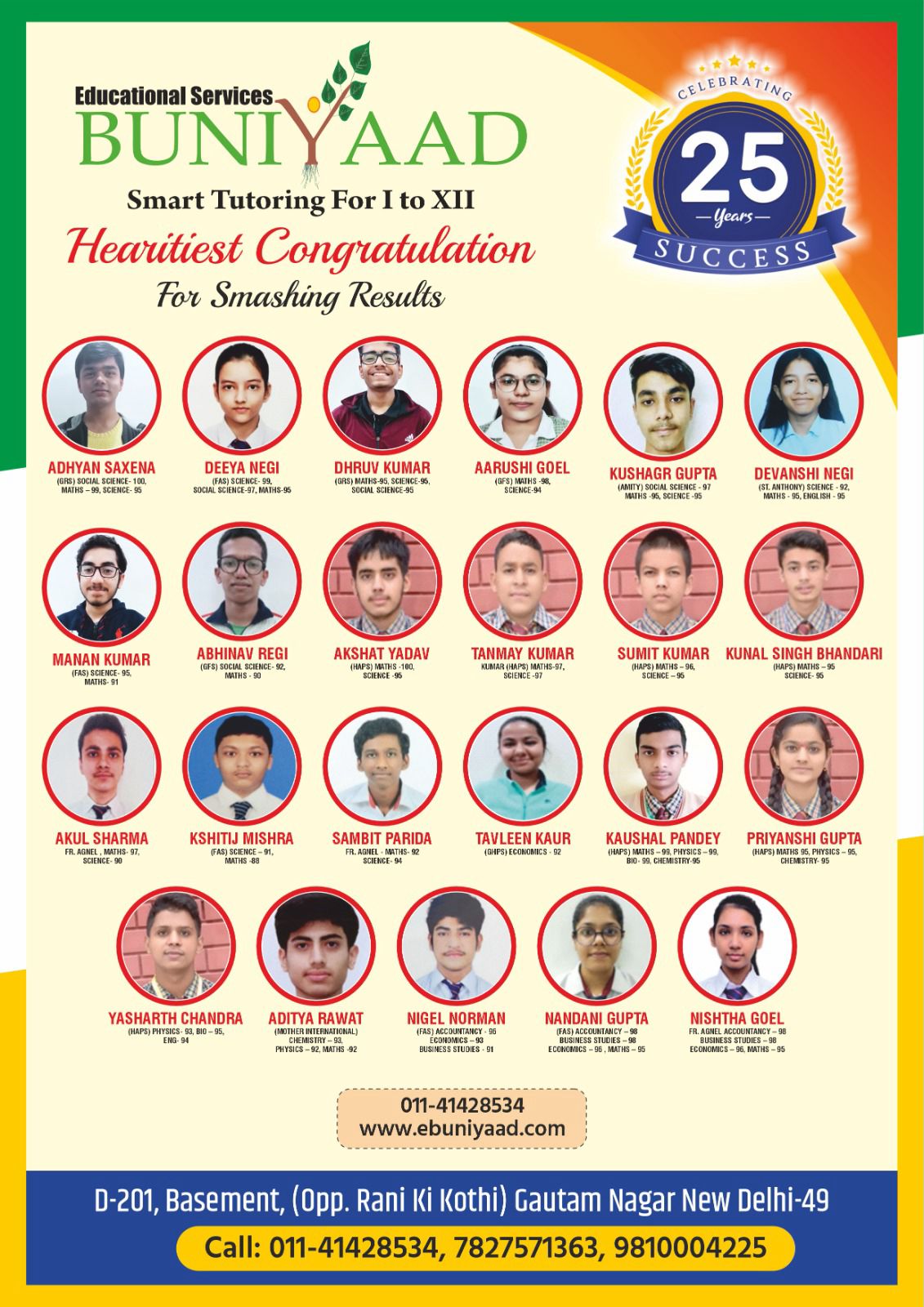 Achievements of Buniyaad Tuition Centre