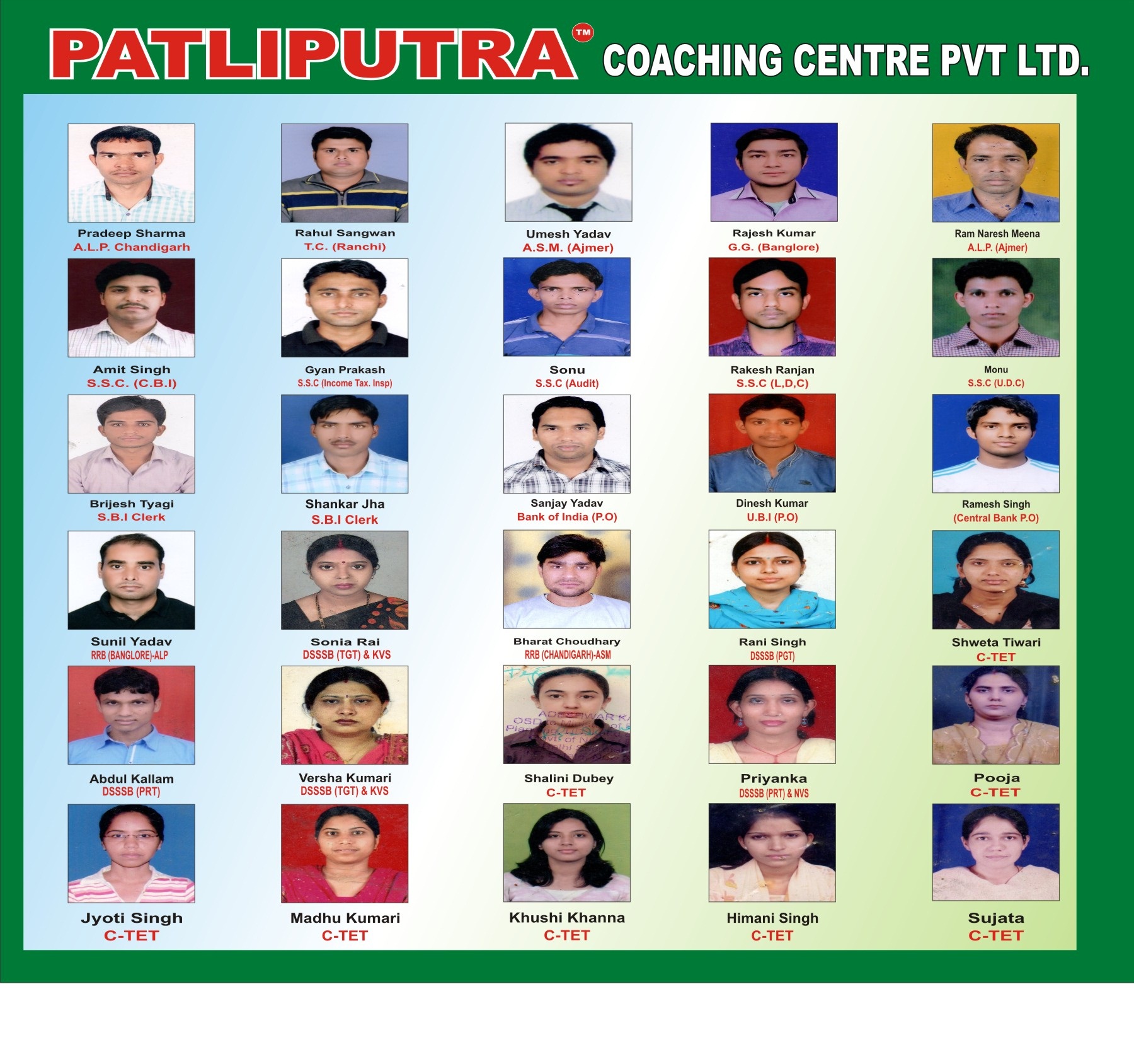 Achievements of PATLIPUTRA COACHING CENTRE PVT. LTD.