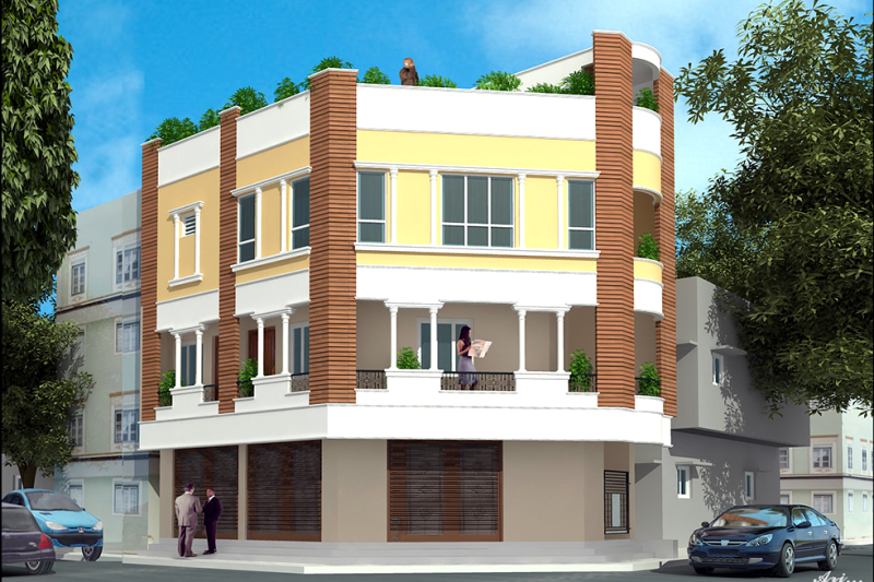 Modern Elevation of Keerthi Homes