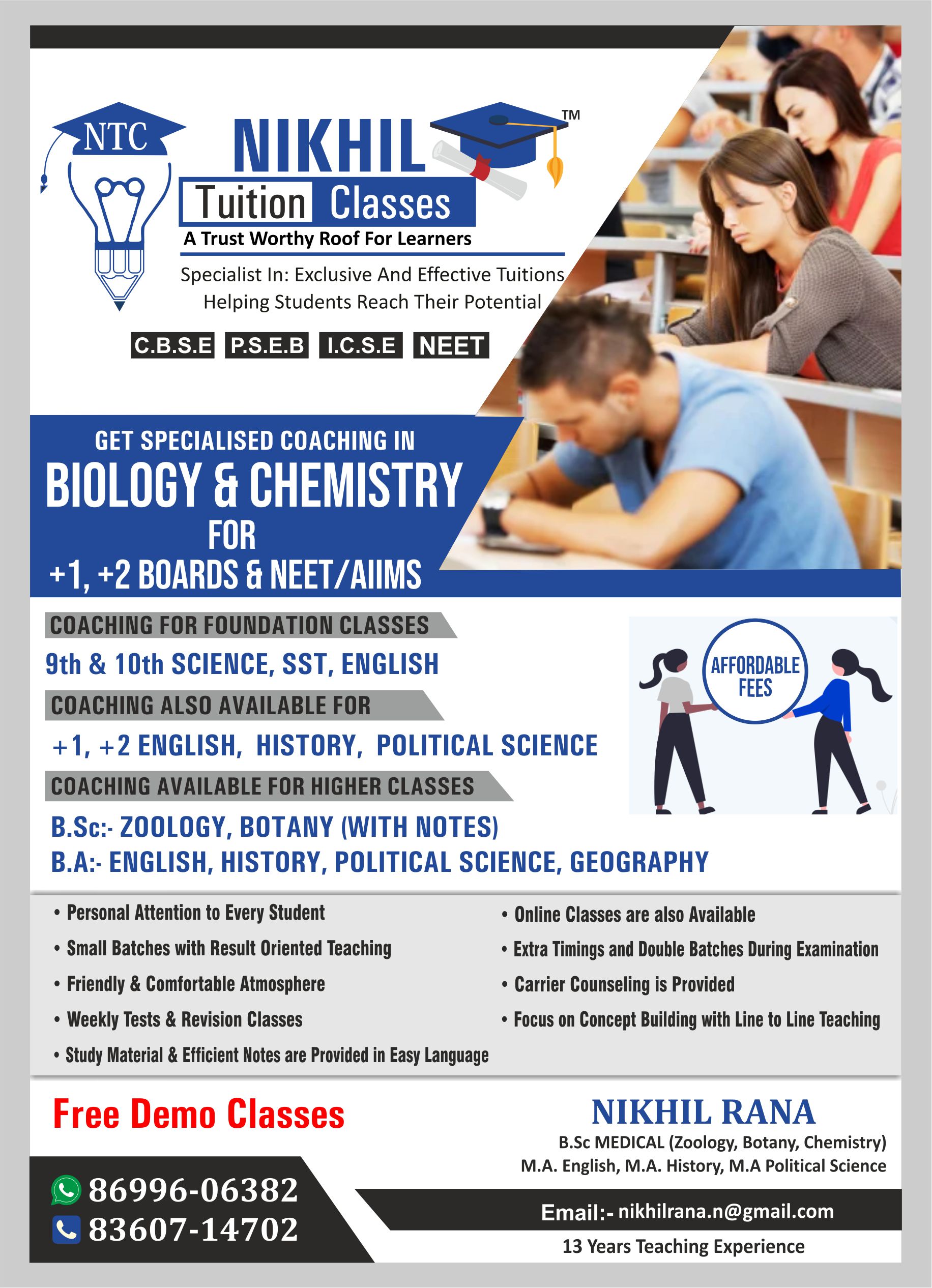 Tutor Teaching Classes of Nikhil Tuition Classes