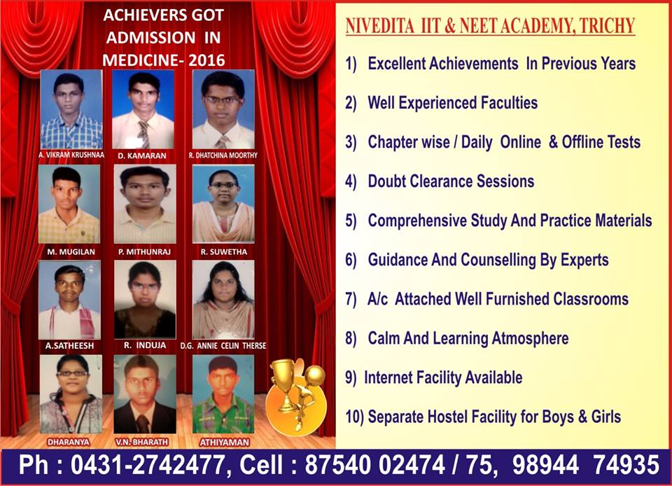 Result Wall of Nivedita Academy Trichy
