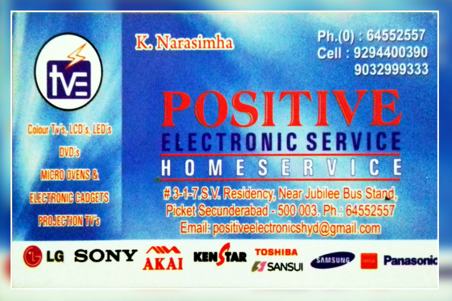 business card of Positive Electronics