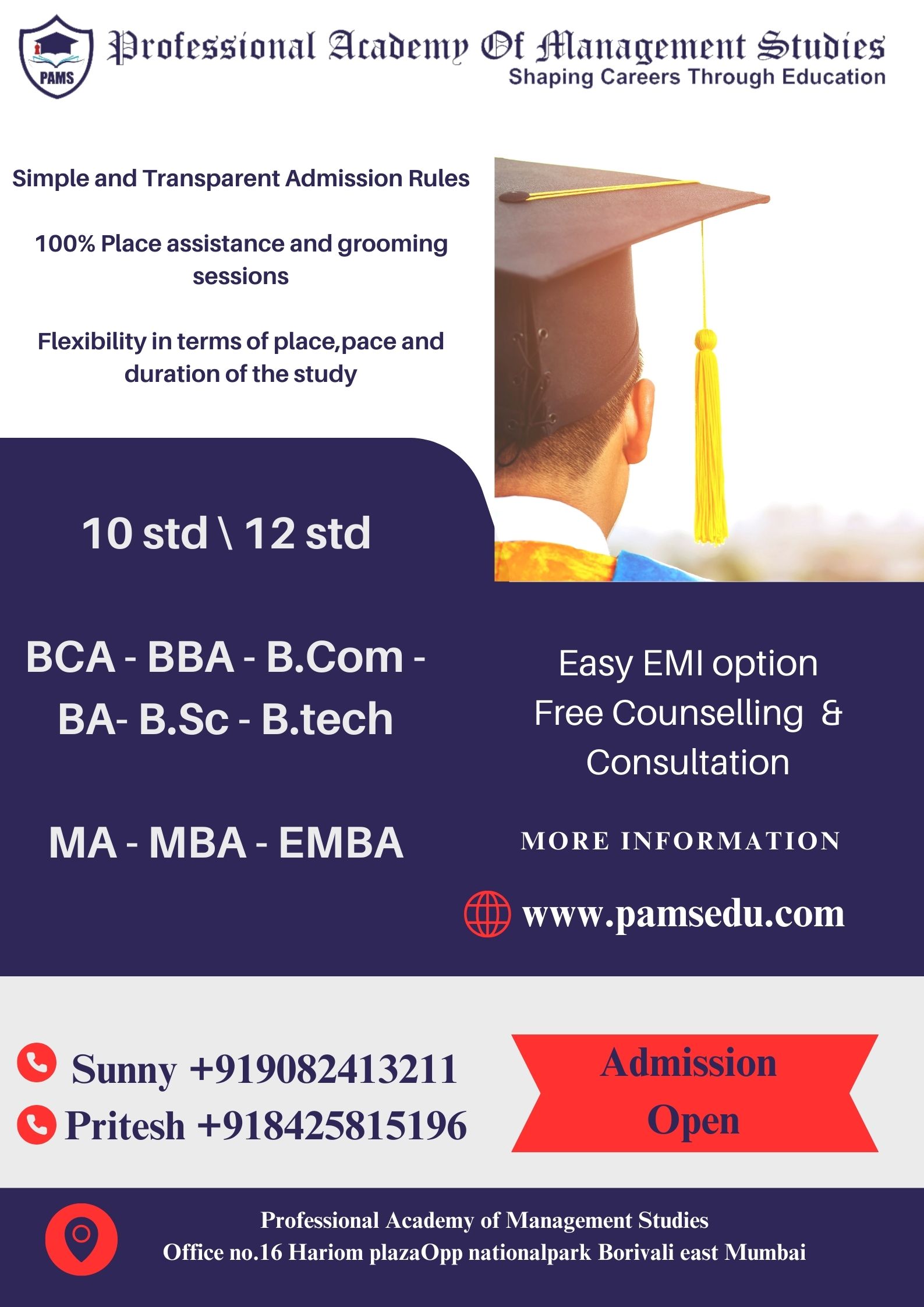 Career Support Desk of Professional Academy of Management  Studies