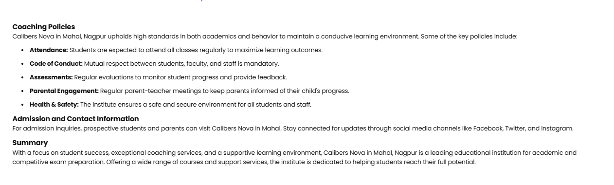 Classrooms of Caliber's Nova