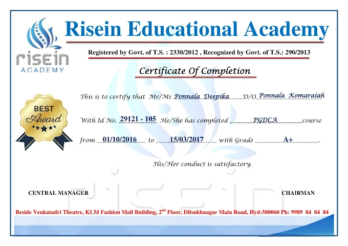 Certificate Distribution of Risein Academy